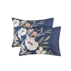 Leilani Floral Print Comforter Bedding Set Navy/Blush