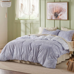 Bedsure | 2/3 Pcs Floral Printed Reversible Sage Green Comforter Set Queen Size Soft Designed Plants Pattern Bedding Set